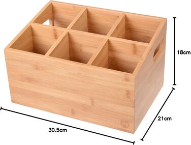GRÄWE Bamboo Cutlery Holder with 6 Compartments