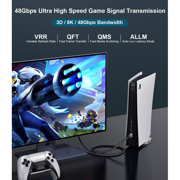 HDMI 2.1 Кабель 3м, 48Gbps, 8K, 4K 240Hz, Ethernet, CEC, ARC, eARC, HDCP2.3, HDR10+ (3 м)