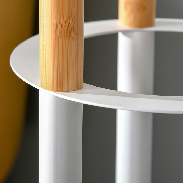 HOMCOM Coat Rack with 12 Hooks and Umbrella Stand - Tree Design, Modern Clothing Rack for Coats, Hats, Bags - Perfect for Living Room, Bedroom, Bamboo & White Finish