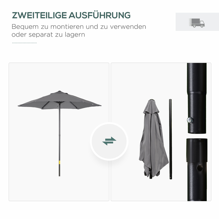 Outsunny Parasol Ø196 cm, Rotating Parasol with Tilt Function, Hexagonal Balcony Parasol Beach Parasol Windproof Stable Market Parasol Crank Parasol Sun Protection for Beach Balcony Garden, Dark Grey | Aosom