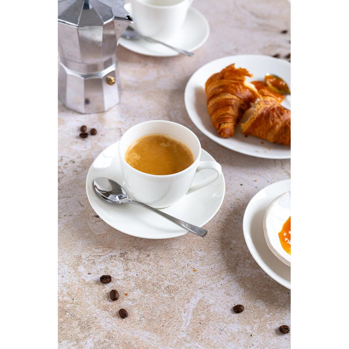 MÄSER Belmira: класичний сервіз для 6 осіб (12 предметів) з порцеляни, білий (кавовий сервіз)