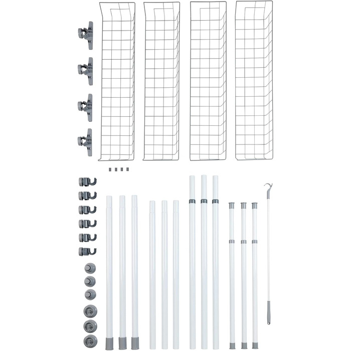 WENKO Telescopic System Hercules Duo, 3 Clothes Rails, 2 Storage Baskets, Extendable, Powder-Coated Metal, 164-215 x 165-300 x 38 cm, Matt (White, Single)