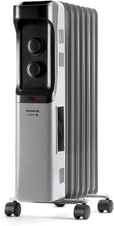 Олійний радіатор Taurus Dakar 1500W з 7 елементами, термостат, захист від перегріву, сірий колір