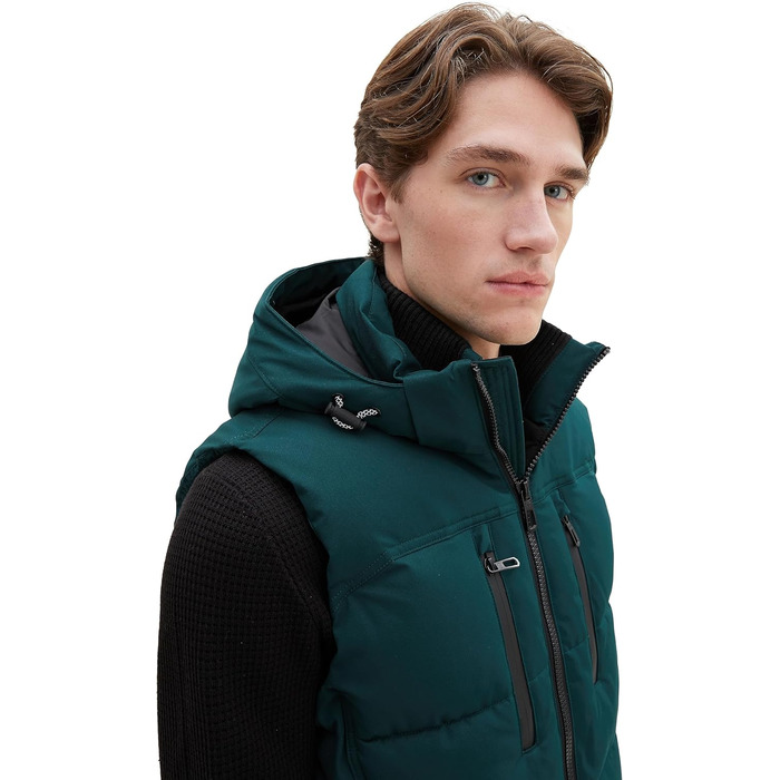 Жилет чоловічий Tom Tailor з капюшоном, утеплений, Deep Green Lake (XXL)