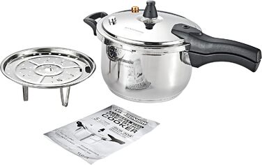 Друк-каструля з нержавіючої сталі 304 з системою безпеки - для індукційних, газових та всіх типів плит - професійне та домашнє використання (5 літрів)