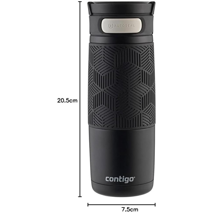 Термокружка Contigo Transit Autoseal з нержавіючої сталі, 470 мл, чорний мат (з автозакриттям)