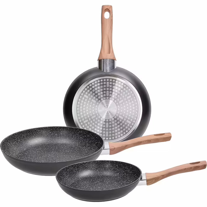 Tognana 3-Piece Pan Set, 20-24-28 cm, made of aluminum, also suitable for induction, black.