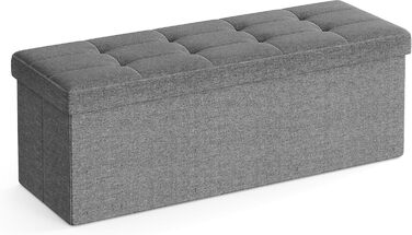 SONGMICS Storage Ottoman, Folding Bench, 38 x 110 x 38 cm Footstool, Storage Box, Load Capacity up to 300 kg, for Living Room, Bedroom, Entryway, Slate Grey LSF77K 110B cm Slate Grey