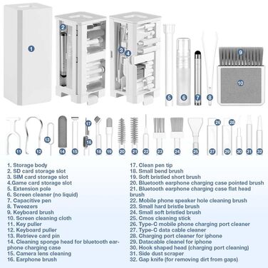 Набір для чищення техніки 20-в-1: клавіатура, навушники AirPods, монітори, камери (чорний)
