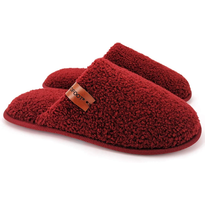 Жіночі теплі пухнасті домашні тапочки Oofot з пам'яттю піни, антиковзкі гумові підошви, 39/40 EU, Червоний