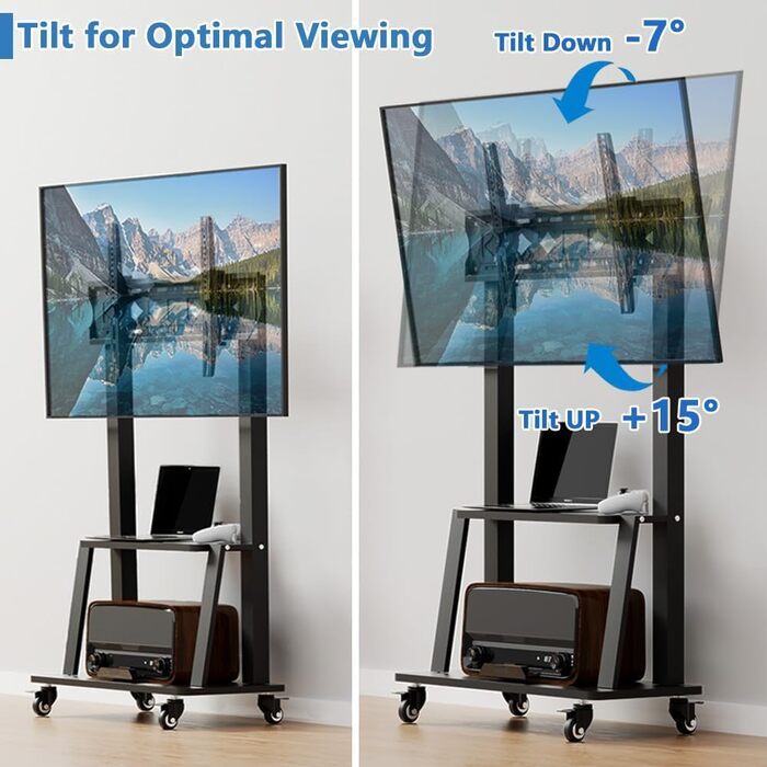 Мобільна підставка для телевізора з колесами, регульована по висоті, VESA 900x600, до 75 дюймів