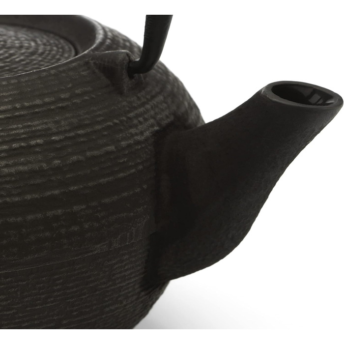 Bredemeijer Blue Flat Asia Teapot 1.1 Liter Cast Iron - Asia Cast Pot with Stainless Steel Tea Filter (200x160x115, Black)