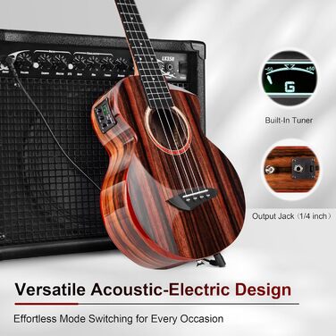 Гуталеле Caramel GEG95 Butterfly Bocote з аксесуарами: професійний 6-струнний акустичний та електро-інструмент для подорожей, 76,2 см, ручної роботи