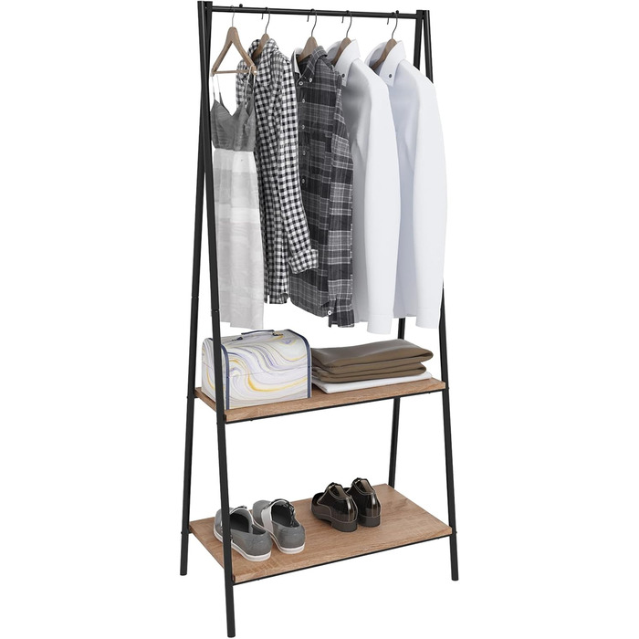 WOLTU Coat Rack Clothes Rack with Shelf Laundry Rack with Shoe Shelf Clothing Stand Shelves Bedroom