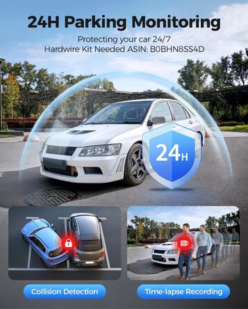 Відеореєстратор AZDOME Dashcam Auto Vorne Hinten 4K+1080P з WiFi, GPS, ADAS, Super Nachtsicht, G-Sensor та Parküberwachung