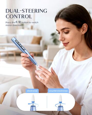 Електрична фрезерна машинка JOREST 13-в-1 бездротова, 35 000 об/хв, 6 режимів - набір для манікюру та педикюру для гелю та акрилу, для початківців, Aqua Blue