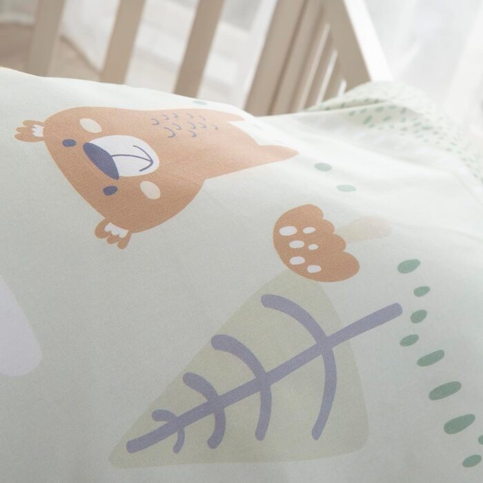 Комплект постільної білизни Roba 100 x 135 см - для дівчаток та хлопчиків - ковдра та наволочка з бавовни - зірки - білий (Woodland Buddies, ліжечко для малюків)