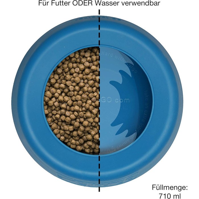 Kurgo Splash Free Wander: миска для води для собак, 0.7 л, блакитна, виготовлена з міцних матеріалів, не протікає, для подорожей та прогулянок