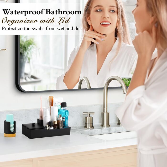 Тримач для зубних щіток Luxspire з 3 відсіками, для електричних зубних щіток, органайзер для пасти та ручок, білий, 6 відсіків, чорний