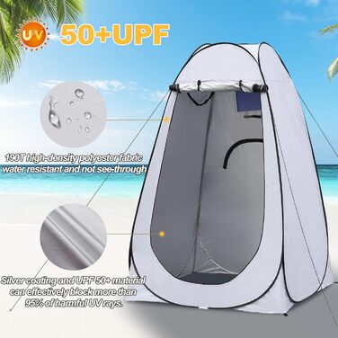 Намет для туалету CLIPOP Pop-Up, портативний, для відпочинку на природі, сірий (120x120x190 см)