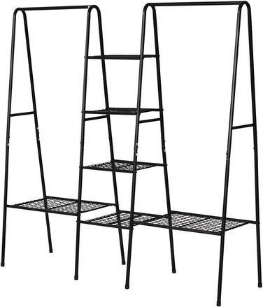 JURMERRY Metal Clothes Rack Clothes Rod Garment Racks with Shoe Storage, Black