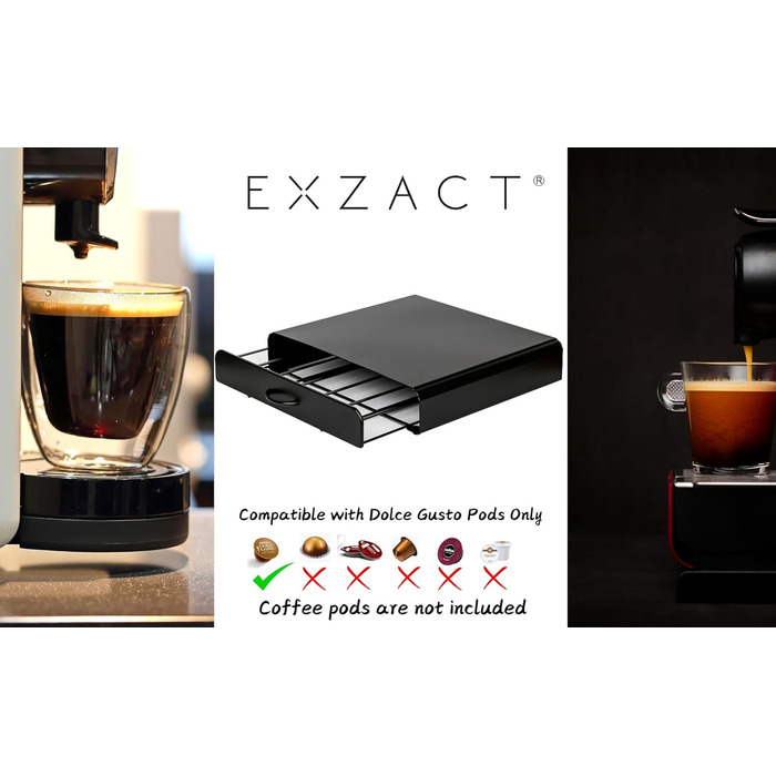 Тримач для капсул кави Exzact, сумісний з Dolce Gusto (32 капсули) – стійка для капсул кави Dolce Gusto, диспенсер/стійка/тримач капсул – 360° обертання та протиковзаюча поверхня (Dolce Gusto x 36)