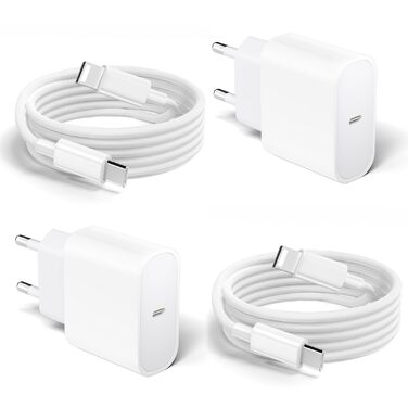 Зарядний пристрій 20W USB-C з кабелем Lightning для iPhone 14/13/12/11/X/XR/XS/Mini/SE - 2 шт, Швидка зарядка PD3.0, Білий