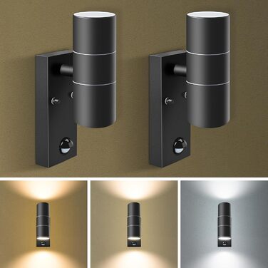 ALUSSO Вологостійкий вуличний сенсор руху з LED, 2 x 8W GU10, IP65, нержавіюча сталь, 3 колірні температури