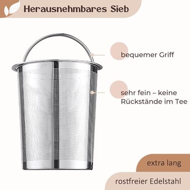 Чайник Happy Lemuro з ситечком - 1,2 л - керамічний чайник чорного кольору (антрацит)