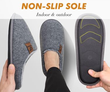 Тапочки чоловічі COFACE з фетру, теплі, зручні, з м'якою підкладкою, антиковзаюча гумова підошва, для дому та вулиці, розмір 40-49 (Сірий, 43 EU)
