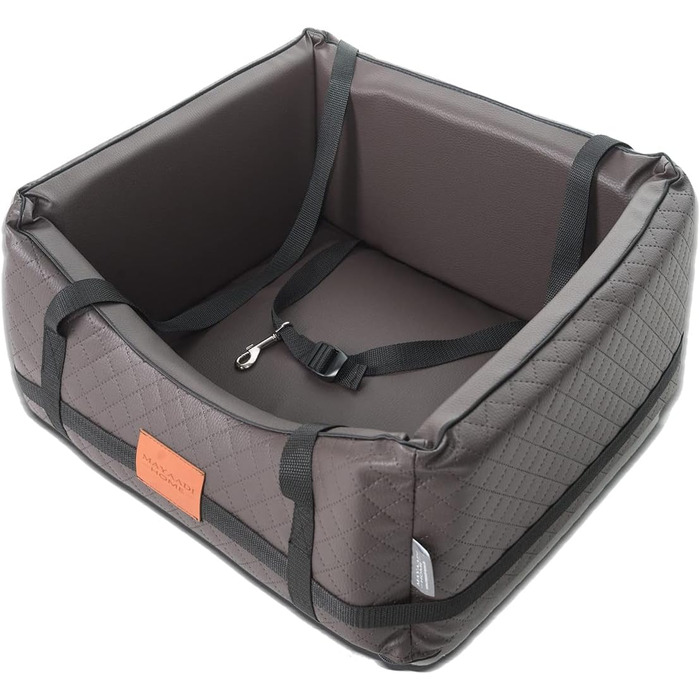 Автомобільний лежак для собак Mayaadi-Home з штучної шкіри, 65x55x25 см, коричневий