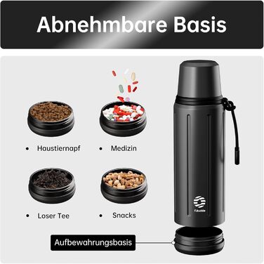 Термос Healter Thermoskanne 1л з чашкою (72 год холод, 24 год гаряче) - термофляга для кави, чаю, термокружка з знімним дном та фільтром, для подорожей, офісу та школи (зелений/чорний)