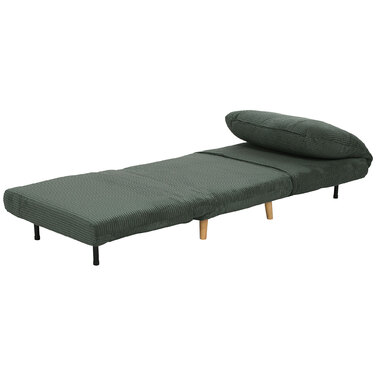 HOMCOM 2-in-1 Sleeper Sofa, Convertible Futon, Adjustable Folding Mattress Guest Bed with Corduroy Look, for Bedroom, Living Room, Green 82 x 89 x 83 cm | Aosom