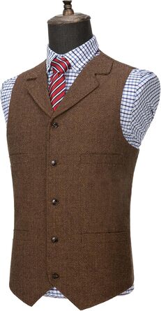 Костюм-тріо чоловічий твід вінтажний з жилетом Туікайо, Herringbone, вовна, XL, коричневий