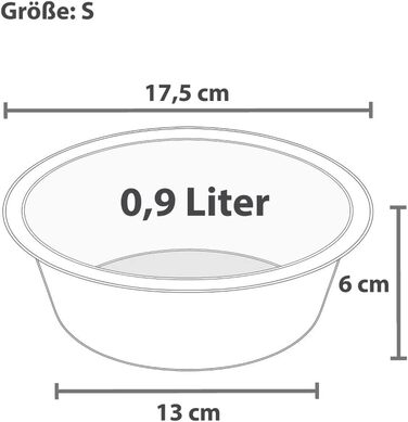 Яська - високоякісний миска для собак з нержавіючої сталі, миска для корму та води, придатна для миття в посудомийній машині, годівниця (1x S / 0,9 л / 17,5 см)