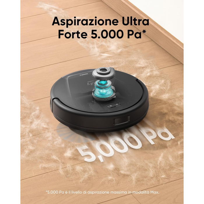 Робот-пилосос Eufy L60 Hybrid з функцією миття, потужність 5000Pa, лазерна навігація iPath, для ретельного прибирання, ідеальний для волосся та твердих підлог (відновлений)