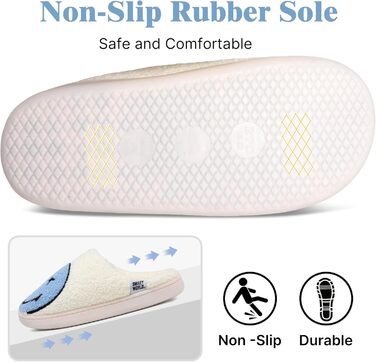 Теплі зимові домашні тапочки для жінок Smiley з м'якої плюшевої піни, Memory Foam, блакитні (38/39 EU)