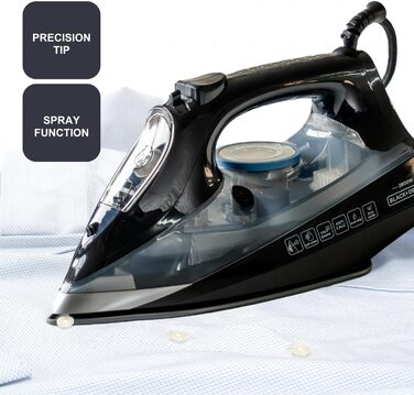 Праска Black+Decker Blau BXIR2200E з парою, 2200 Вт, пластик, 370 мл, 2600 Вт, 170 г/хв