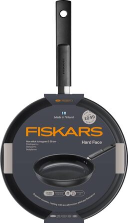 Сковорідки Fiskars Hard Face 24 і 28 см, антипригарне покриття, для всіх плит, набір 2 шт, алюміній/пластик, чорні