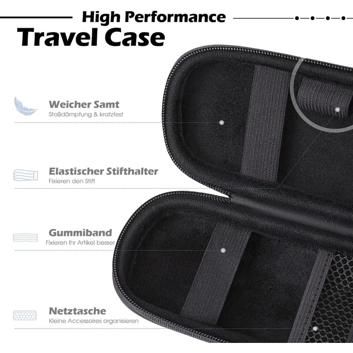 Чохол для Apple Pencil та інших стилусів, преміум шкіра, з відділенням для кабелю USB (чорний)