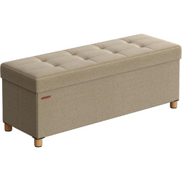 Складаний пуф SONGMICS з ніжками та місцем для зберігання, 38x110x40 см, верблюжий, до 300 кг, для вітальні, спальні, передпокою