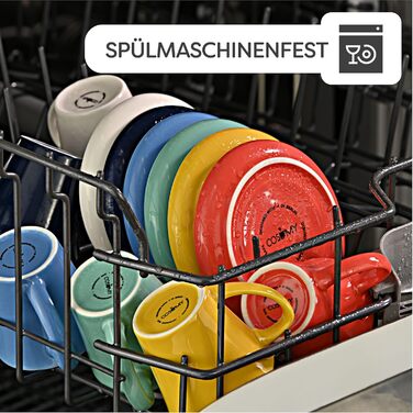 Набір чашок еспресо Cosumy 6 шт. з підставками - кераміка, кольорові, 70 мл, з можливістю складання, зберігає тепло, сучасний дизайн, подарункова коробка