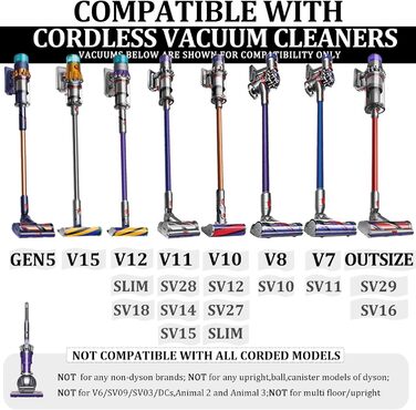 Тримач щітки, органайзер кріплення для пилососів Dyson V10, V8, V7, V11 (без адаптера, пряме підключення). Підходить для Dyson V7 Tierauslöser, V10 Tiermotorhead.