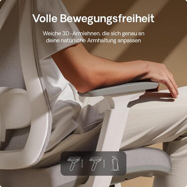 Офісний стіл Desktronic з регулюванням висоти та підтримкою попереку | Комп'ютерний стілець з широким м'яким сидінням (Сірий)