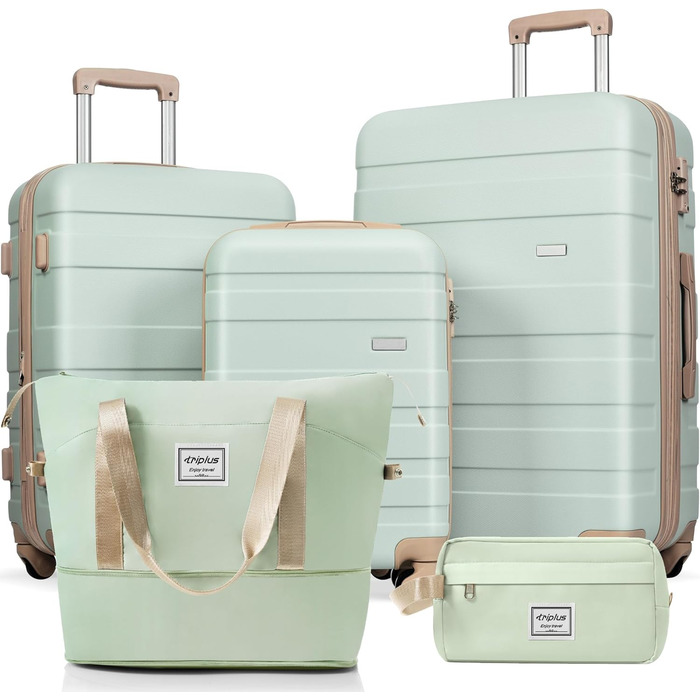 Набір валіз Merax 5 шт. з ABS-пластику, з колесами та TSA-замком, сіро-зелений