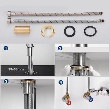 Кухонний змішувач Vorfenster з висувною насадкою, 1080° обертання, 2 режими, нержавіюча сталь, для кухні/ванної кімнати
