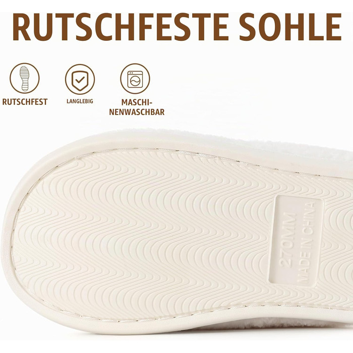 Жіночі м'які капці-тапочки Evshine з ефектом пам'яті (Memory Foam), закриті домашні капці, бежеві, розмір 40/40.5 EU
