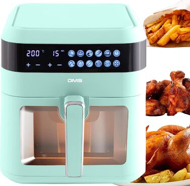 Фритюрниця Heißluftfritteuse DMS XXXL 7L Green з цифровим дисплеєм та 10 програмами | Фритюрниця, духовка, гриль | Без олії