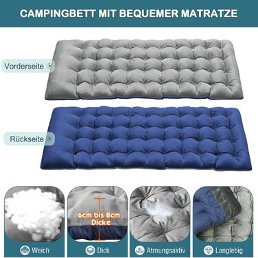 Зікбітюті Фельдбет (ліжко для відпочинку) розкладне з матрацом, 200 кг, для гостей, кемпінгу, 1200D Oxford, 190×71×36 см, дорослих, з сумкою, для відпочинку на природі, вдома, в саду, кемпінгу (сірий)