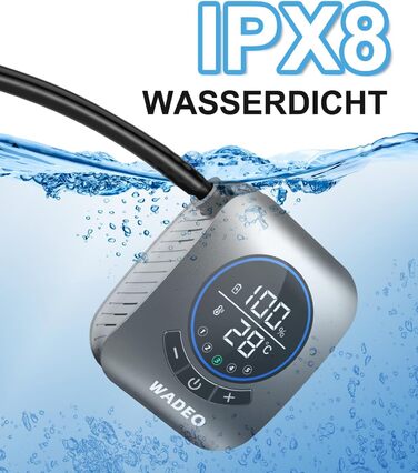 WADEO Portable Camping Shower with Battery and Pump, Camping Shower with Rechargeable 6000/8000mAh Battery, Mobile Showers Outdoor Showers with Showerhead and Hose, for Camping, Travel, Garden, Car Washing (Silver, 8000mAh battery)